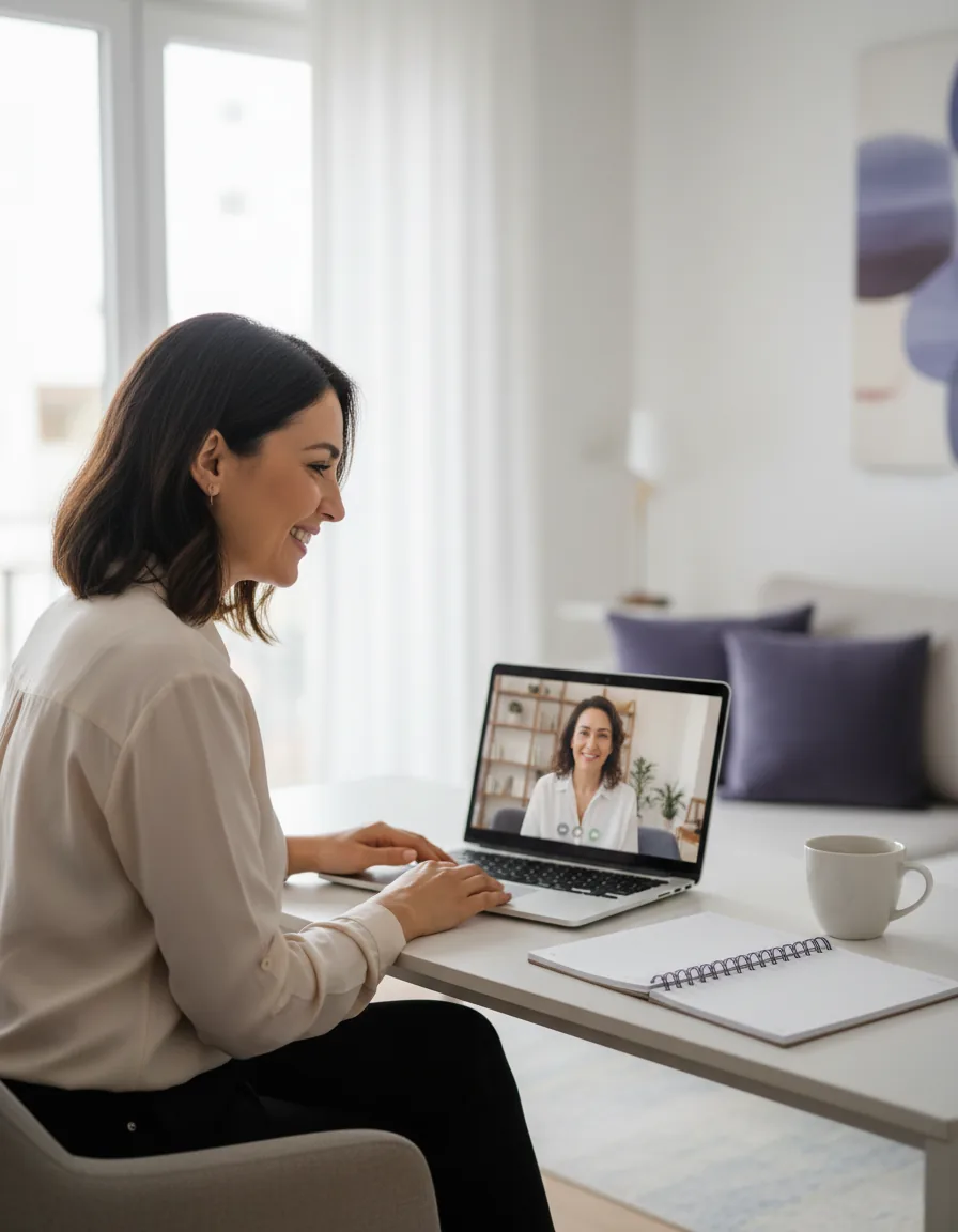 Online görüşme adımlarını gösteren görsel